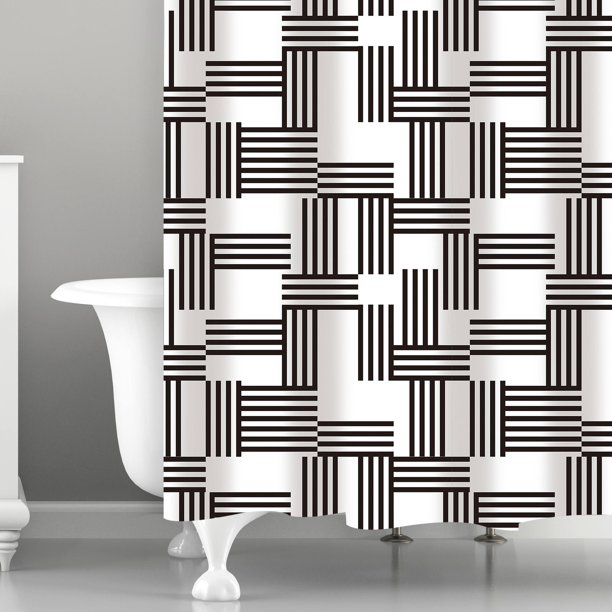Bath Bliss Woven Stripes Design Shower Curtain